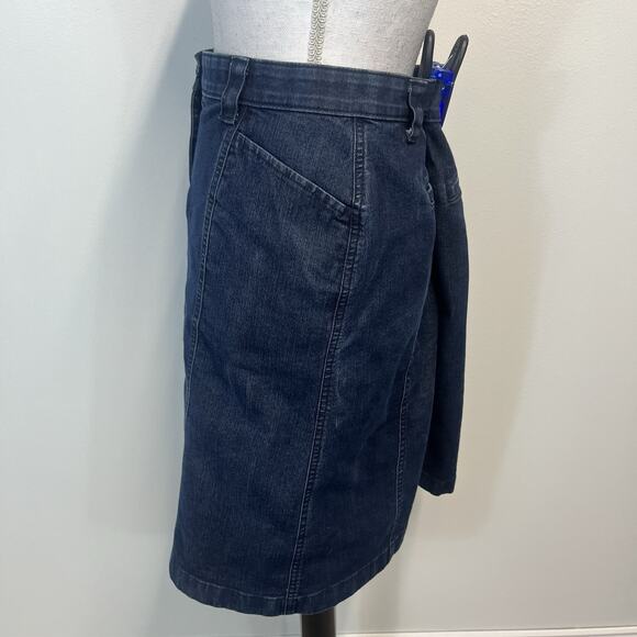 Vintage L.L. Bean Skirt sz 12 Denim Jean Classic Fit Knee A Line Stretch Casual - Picture 4 of 8